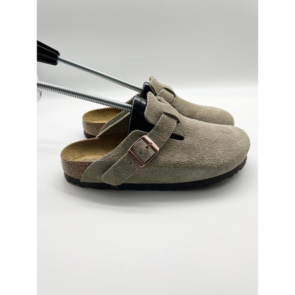 Birkenstock Boston Taupe Soft Footbed Comfort Cork Sole Slip Ons Size 6.5 - Picture 3 of 10